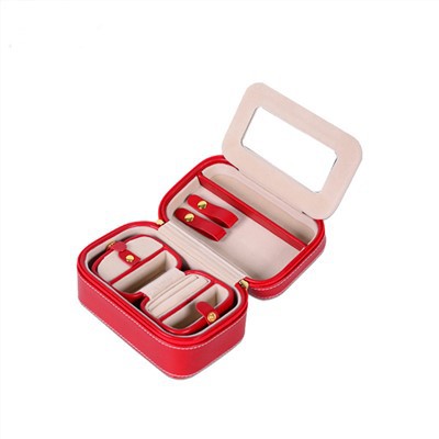 Utsökt rött läder smyckeskrin Organizer